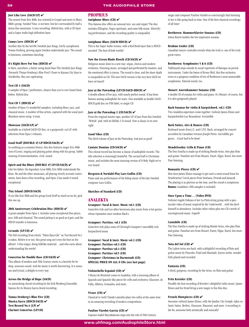 Proprius, Analekta | Koss Totem Mani-2 User Manual | Page 61 / 84