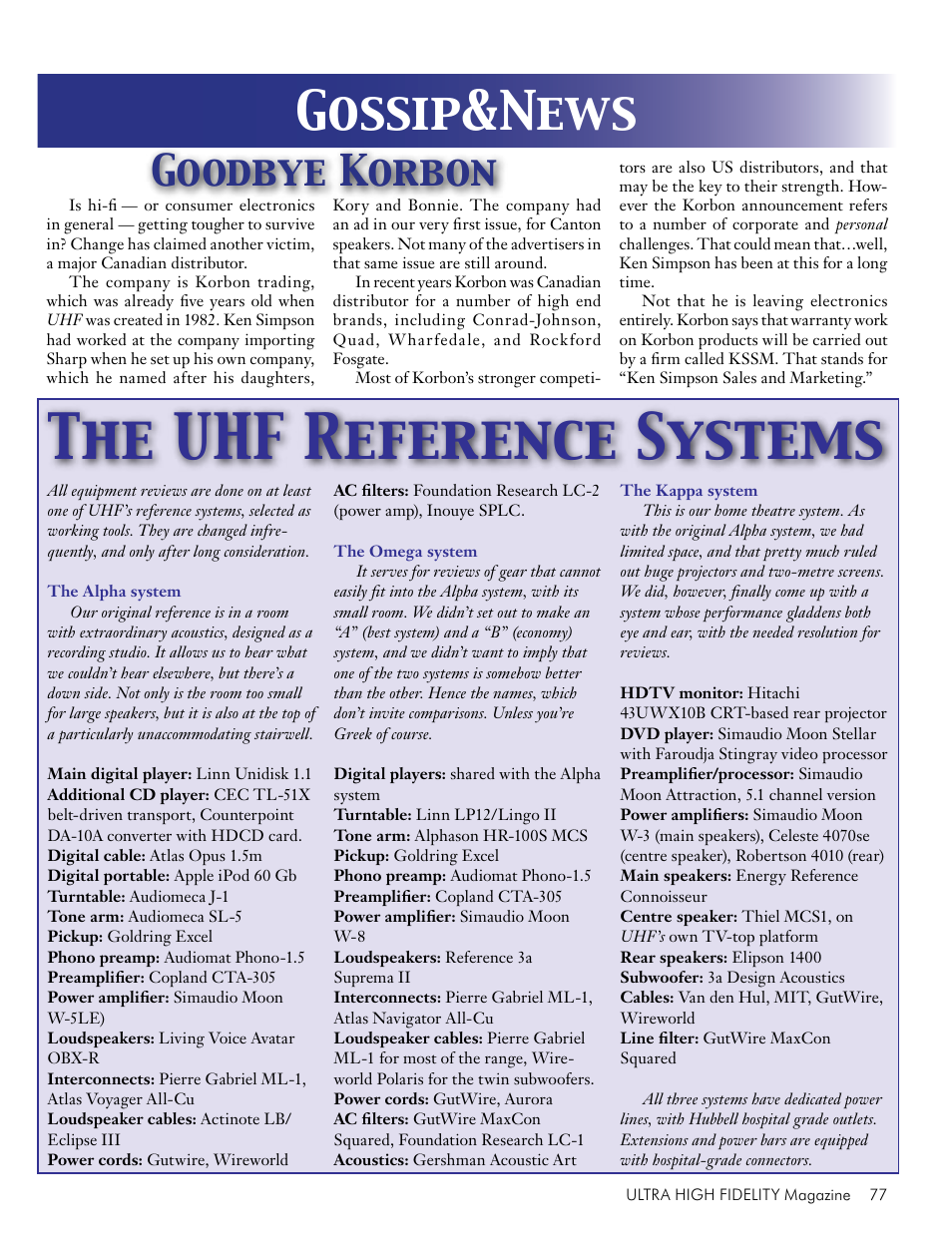 Gossip & news, The uhf reference systems, Gossip&news | Goodbye korbon | Koss Totem Mani-2 User Manual | Page 79 / 84