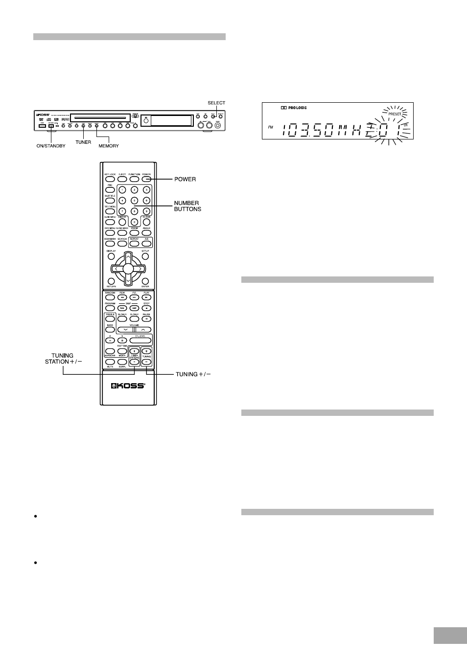 Presetting radio stations, Recalling preset stations, Changing preset stations | Koss KS4380-2 User Manual | Page 20 / 49