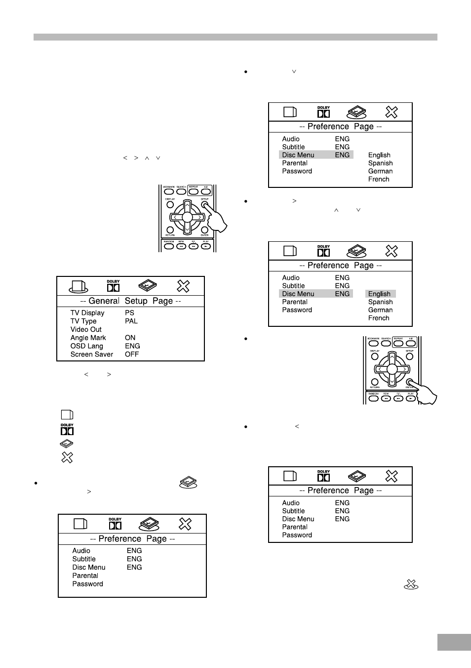 Setup menu information, Dvd menu setting | Koss KS4380-2 User Manual | Page 30 / 49