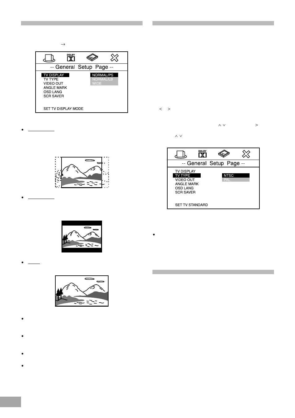 Tv display setting, Tv type setting (multi/ntsc/pal), Video out | Koss KS4380-2 User Manual | Page 31 / 49