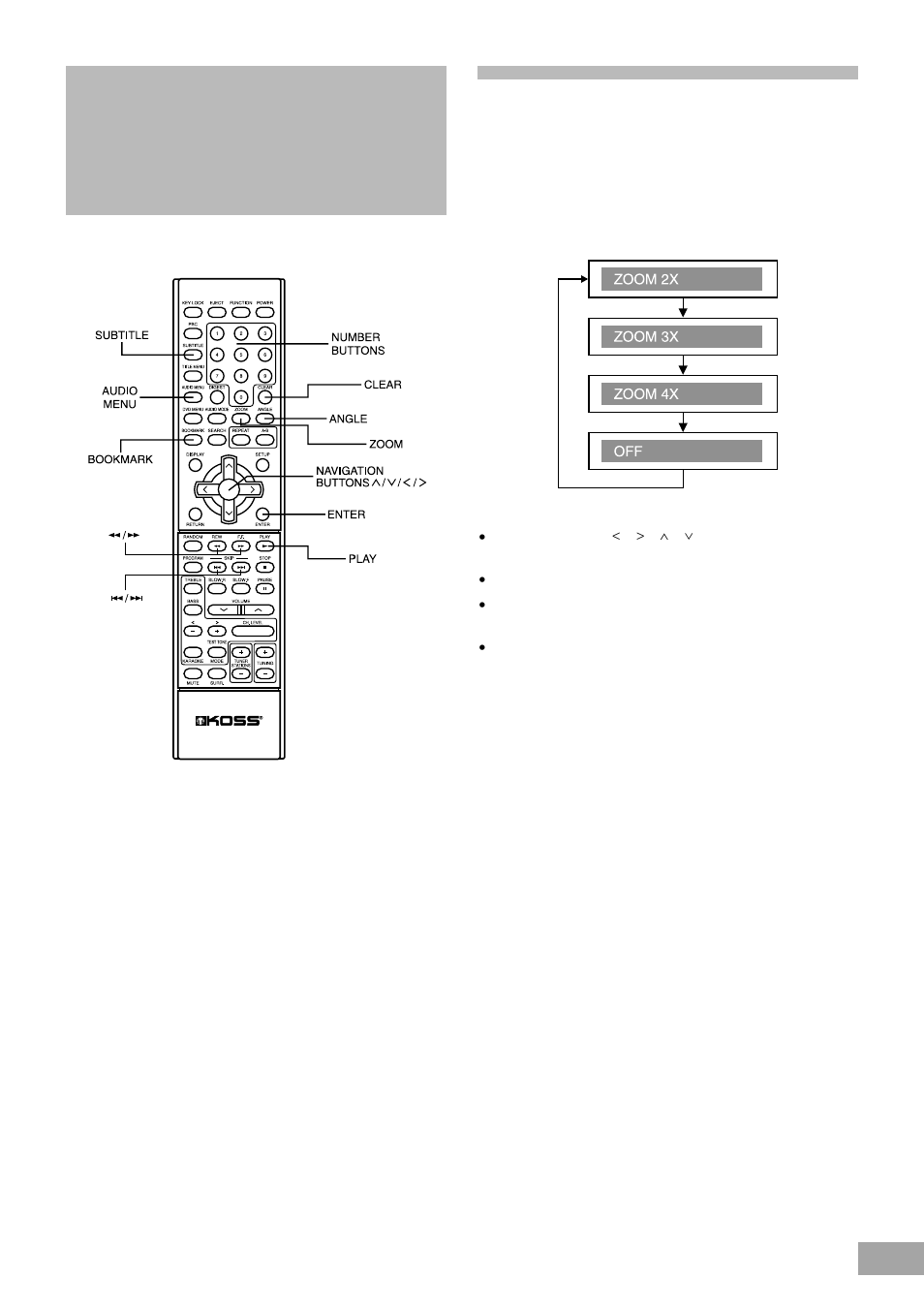 Zoom control, Special functions | Koss KS4380-2 User Manual | Page 38 / 49