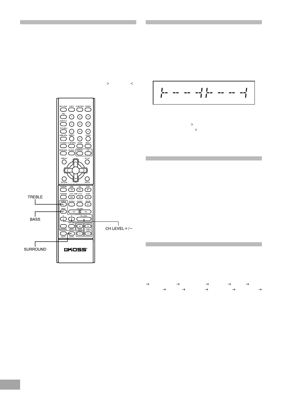 Bass and treble adjustments, Adjusting the left/right balance, Other sound effects | Koss KS4380-2 User Manual | Page 43 / 49