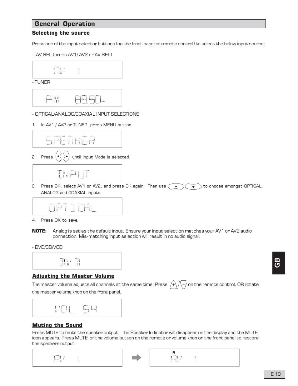 General operation | Koss KS4192 User Manual | Page 20 / 40