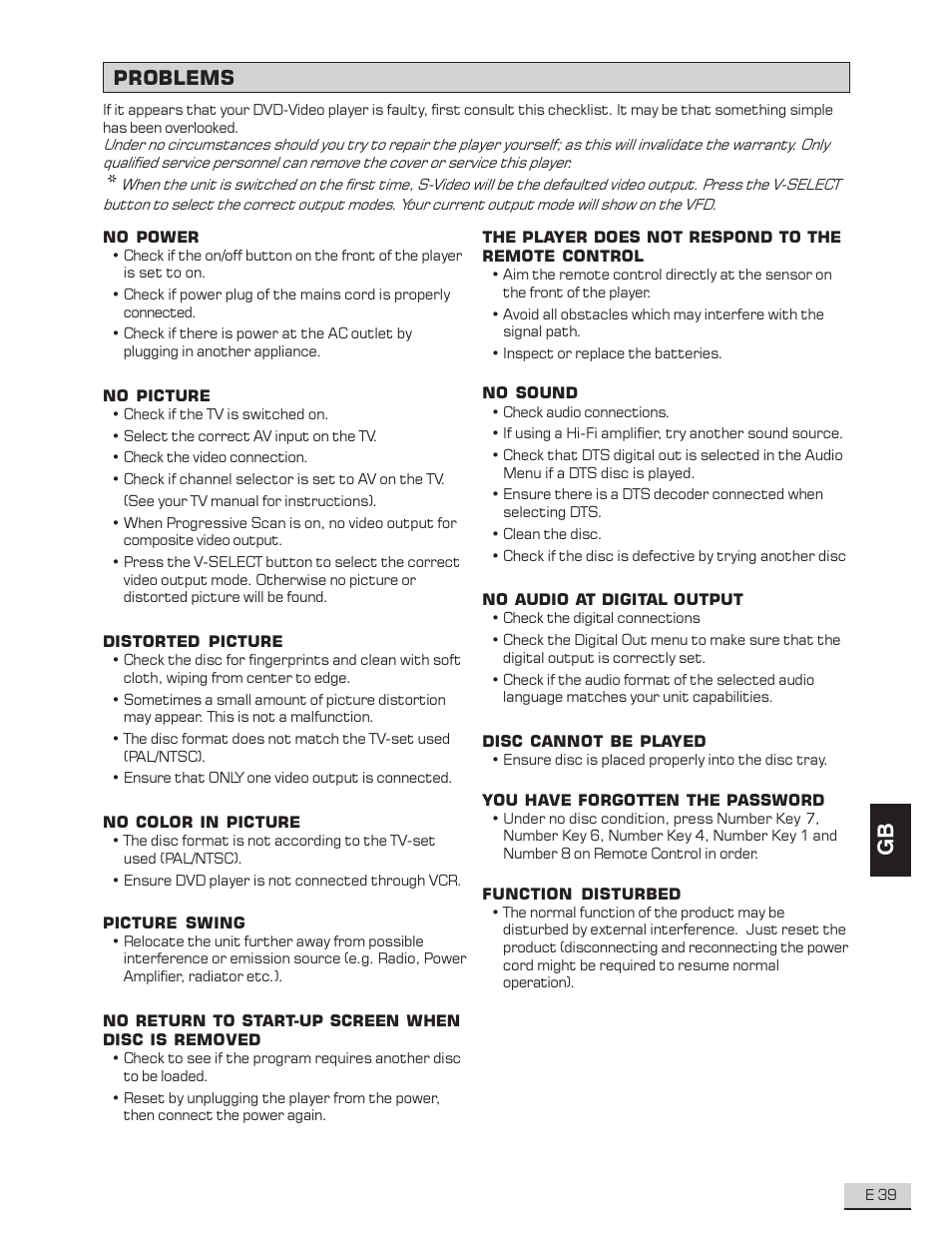 Problems | Koss KS4192 User Manual | Page 40 / 40