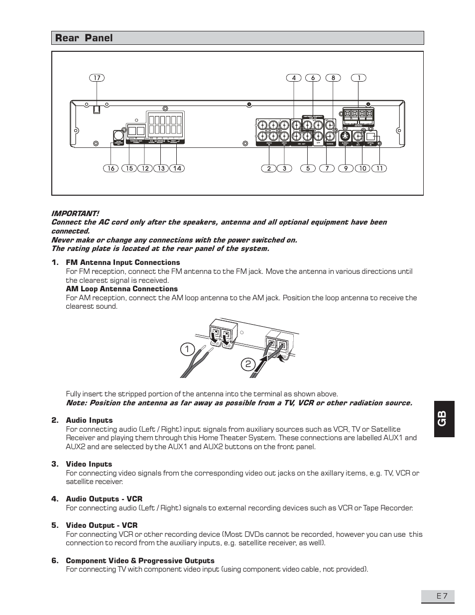Rear panel | Koss KS4192 User Manual | Page 8 / 40
