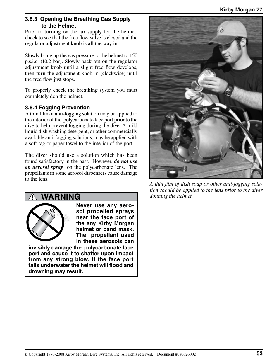 Warning | Kirby Morgan 77 User Manual | Page 13 / 22