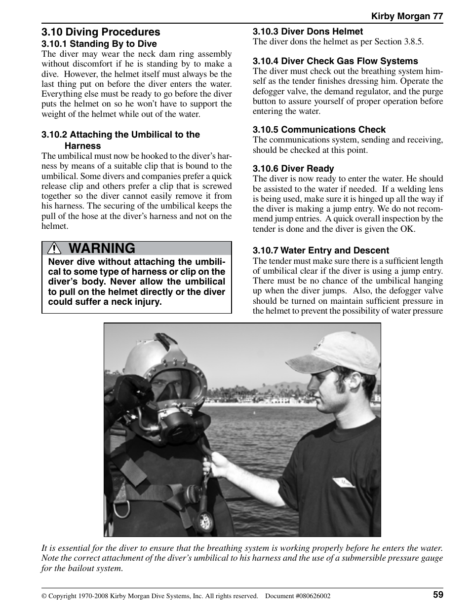 Warning | Kirby Morgan 77 User Manual | Page 19 / 22