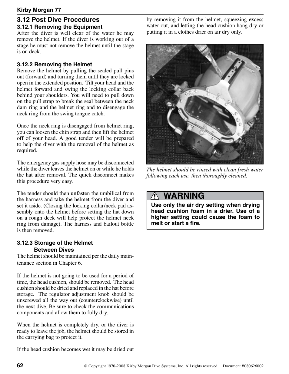 Warning | Kirby Morgan 77 User Manual | Page 22 / 22