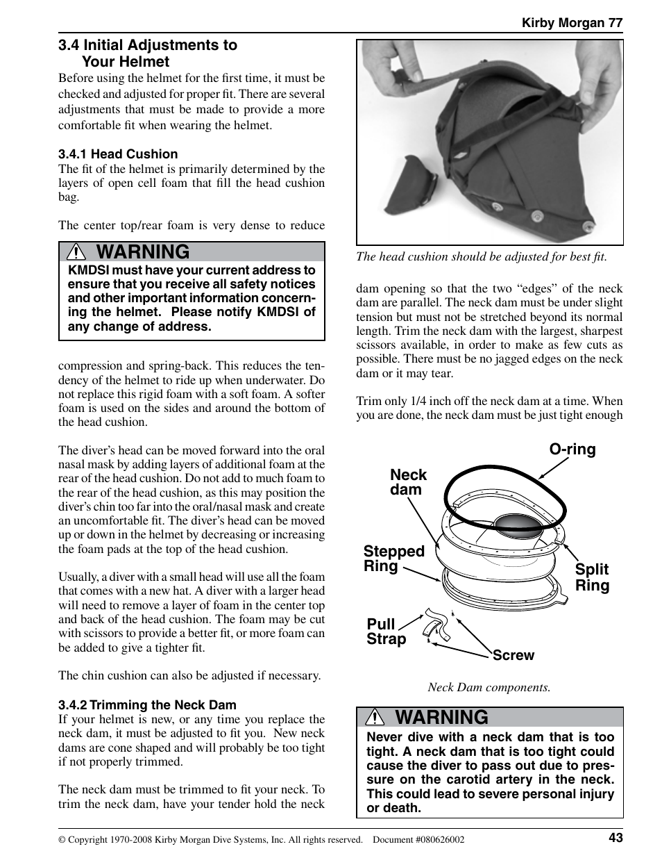 Warning | Kirby Morgan 77 User Manual | Page 3 / 22