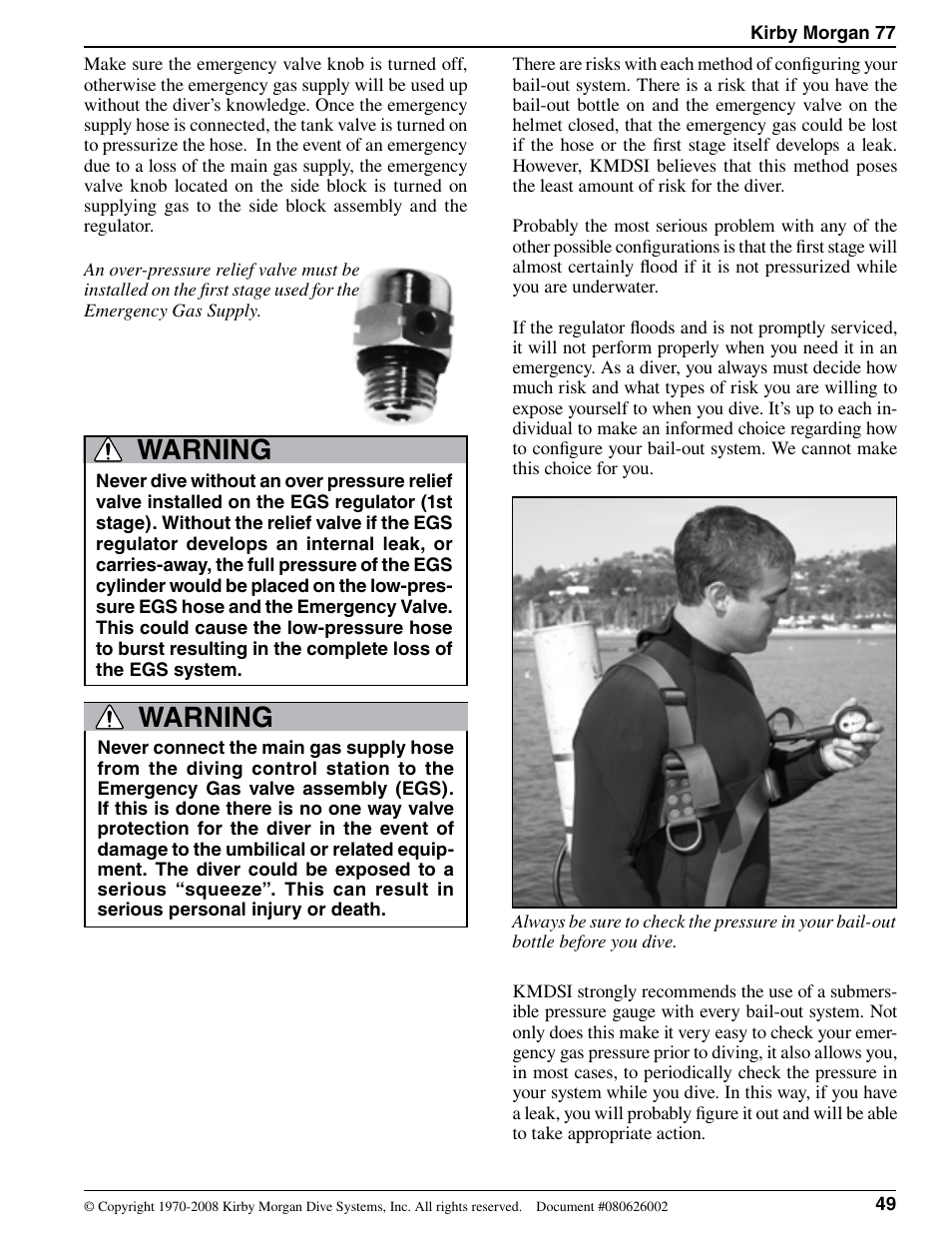 Warning | Kirby Morgan 77 User Manual | Page 9 / 22