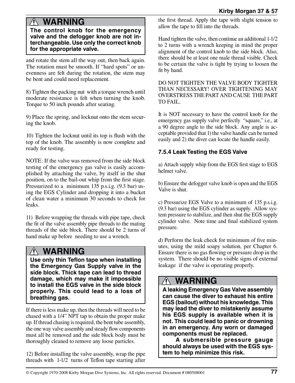 Warning | Kirby Morgan 37 User Manual | Page 10 / 50