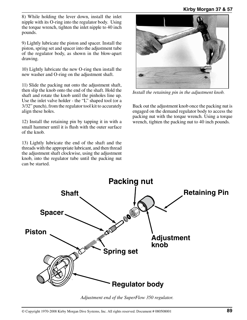 Packing nut | Kirby Morgan 37 User Manual | Page 22 / 50