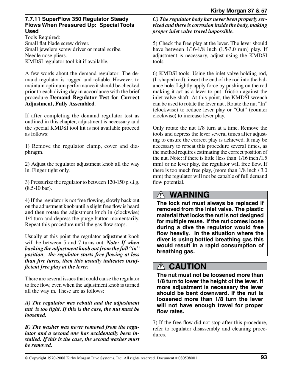 Caution, Warning | Kirby Morgan 37 User Manual | Page 26 / 50