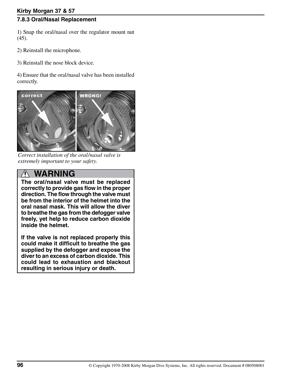 Warning | Kirby Morgan 37 User Manual | Page 29 / 50