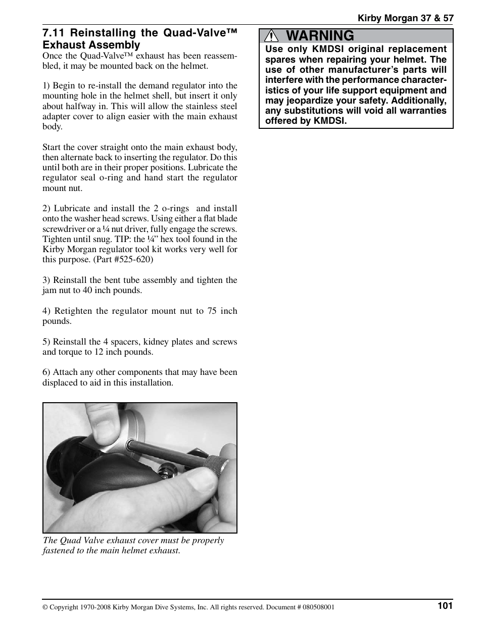 Warning | Kirby Morgan 37 User Manual | Page 34 / 50