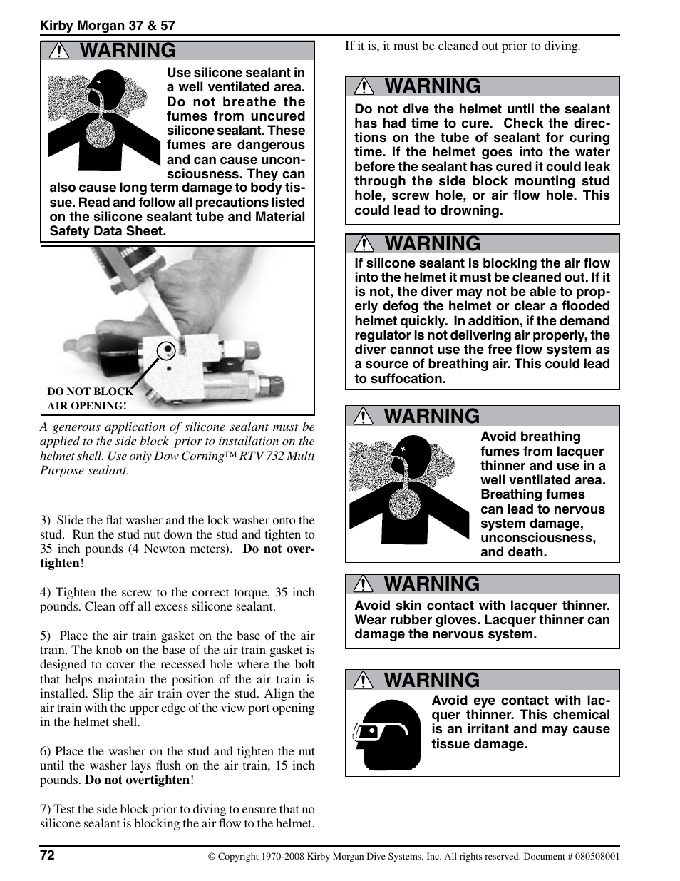 Warning | Kirby Morgan 37 User Manual | Page 5 / 50