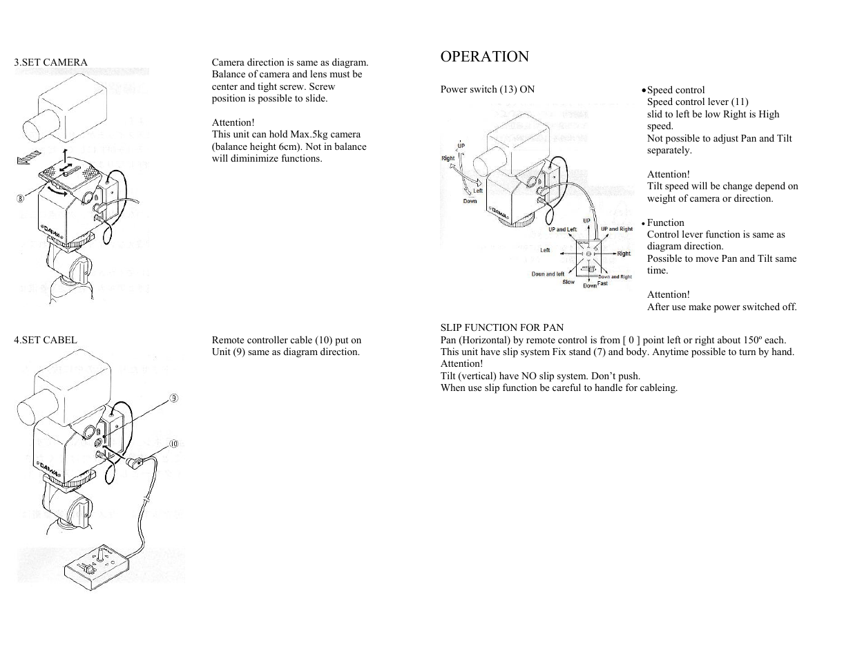 Operation | Kenko INNOVATIVE STRONG PAN-TILT HEAD MVH-2D User Manual | Page 4 / 4