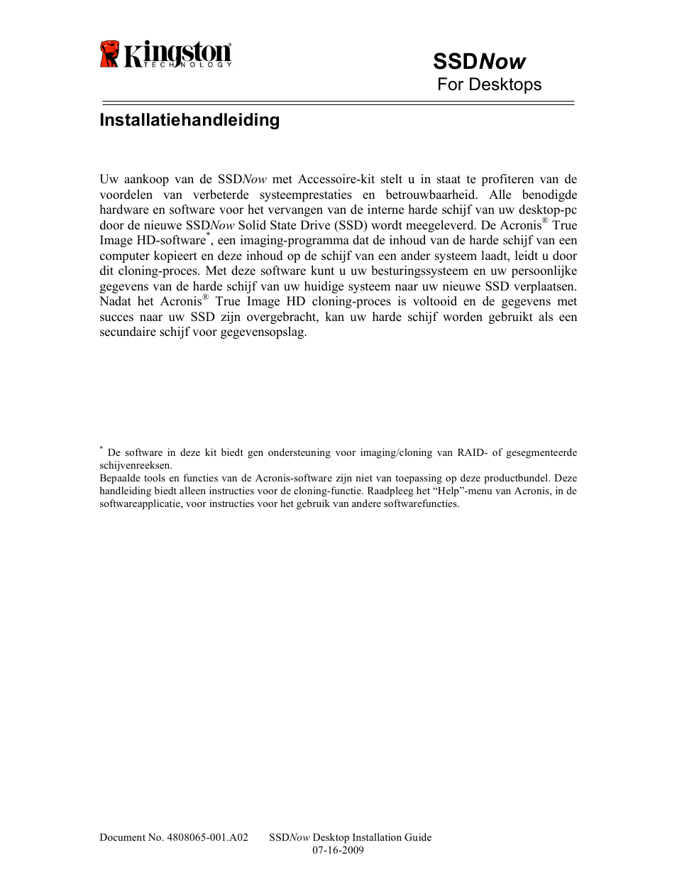 Ssd now, For desktops, Installatiehandleiding | Kingston Technology V-series User Manual | Page 69 / 185