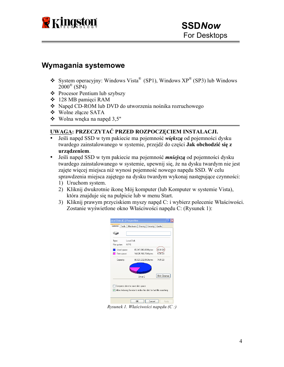 Ssd now, For desktops, Wymagania systemowe | Kingston Technology V-series User Manual | Page 83 / 185