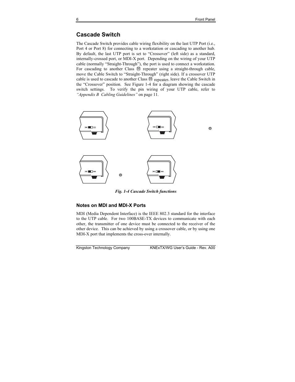 Cascade switch | Kingston Technology EtheRx KNE8TX/WG User Manual | Page 12 / 27