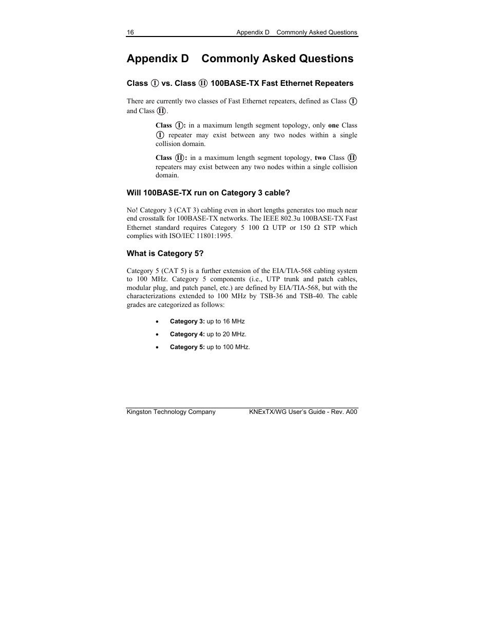 Appendix d commonly asked questions | Kingston Technology EtheRx KNE8TX/WG User Manual | Page 22 / 27