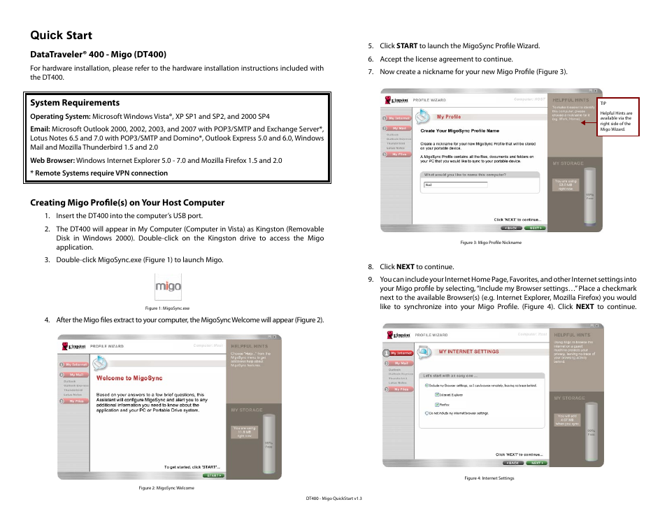 For instructions in english, Quick start | Kingston Technology DataTraveler DT400 User Manual | Page 2 / 53