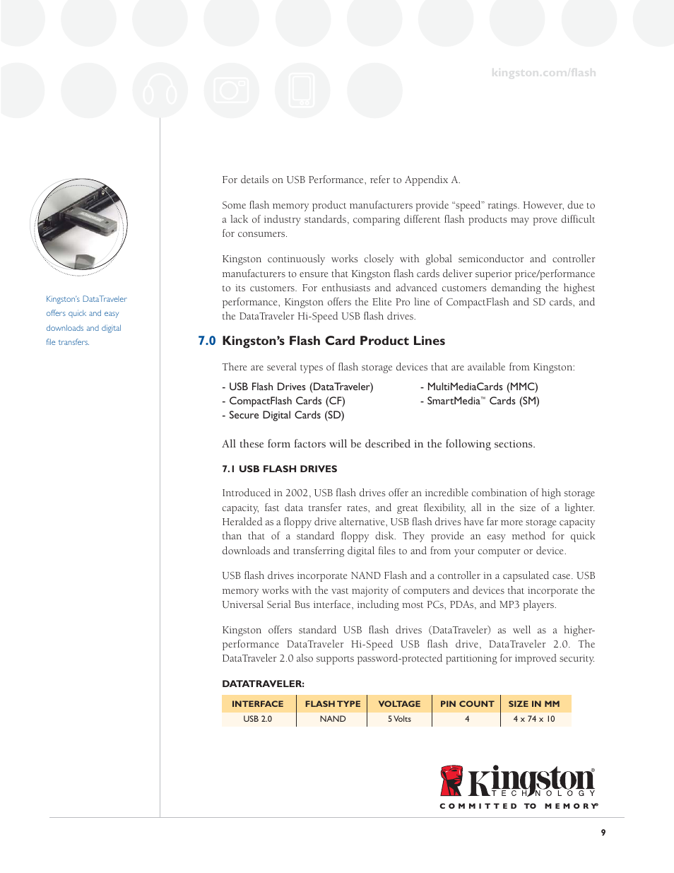 Kingston’s flash card product lines | Kingston Technology Digital Media Guide User Manual | Page 9 / 14