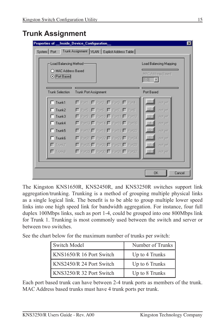 Trunk assignment | Kingston Technology Kingston Fast EtheRx KNS3250/R User Manual | Page 20 / 52