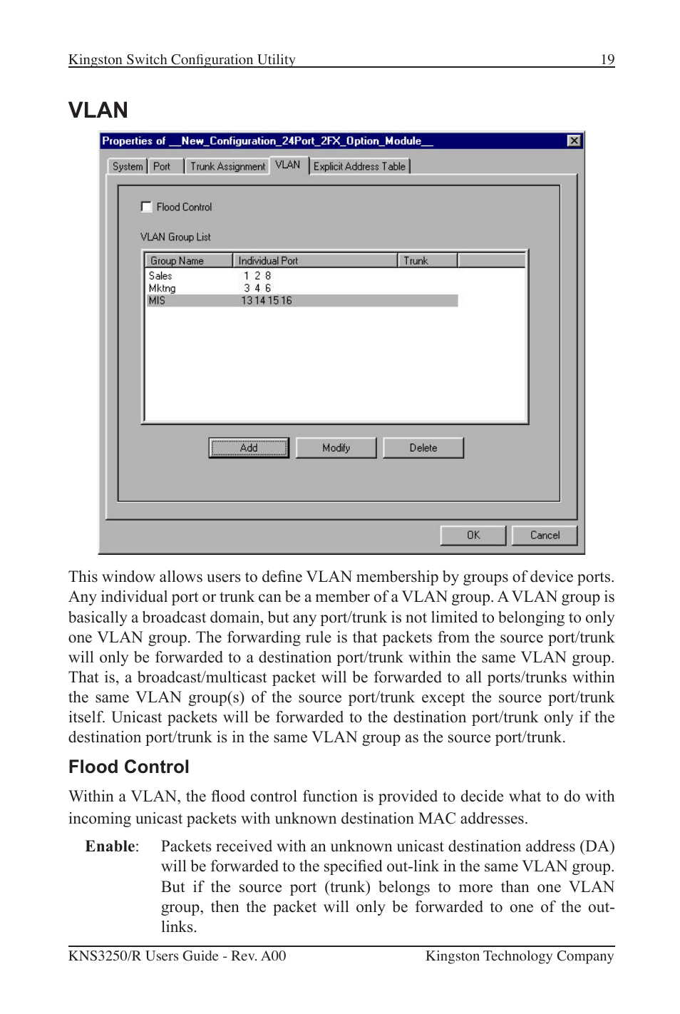 Vlan | Kingston Technology Kingston Fast EtheRx KNS3250/R User Manual | Page 24 / 52