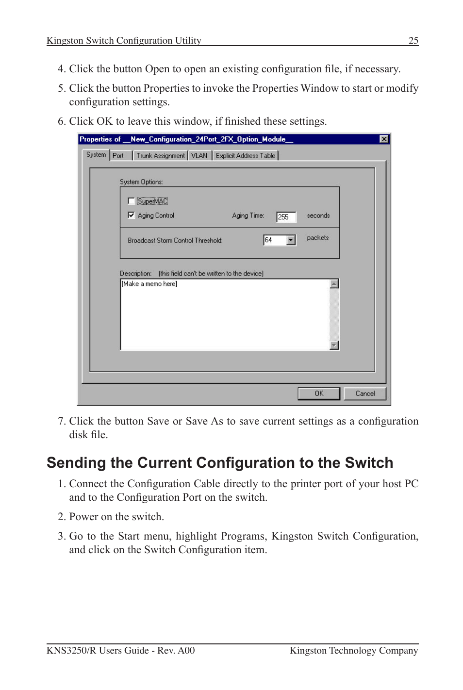 Sending the current conguration to the switch | Kingston Technology Kingston Fast EtheRx KNS3250/R User Manual | Page 30 / 52