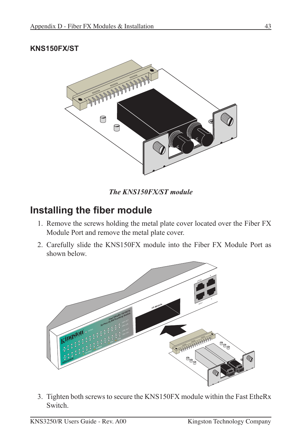 Installing the ber module | Kingston Technology Kingston Fast EtheRx KNS3250/R User Manual | Page 48 / 52