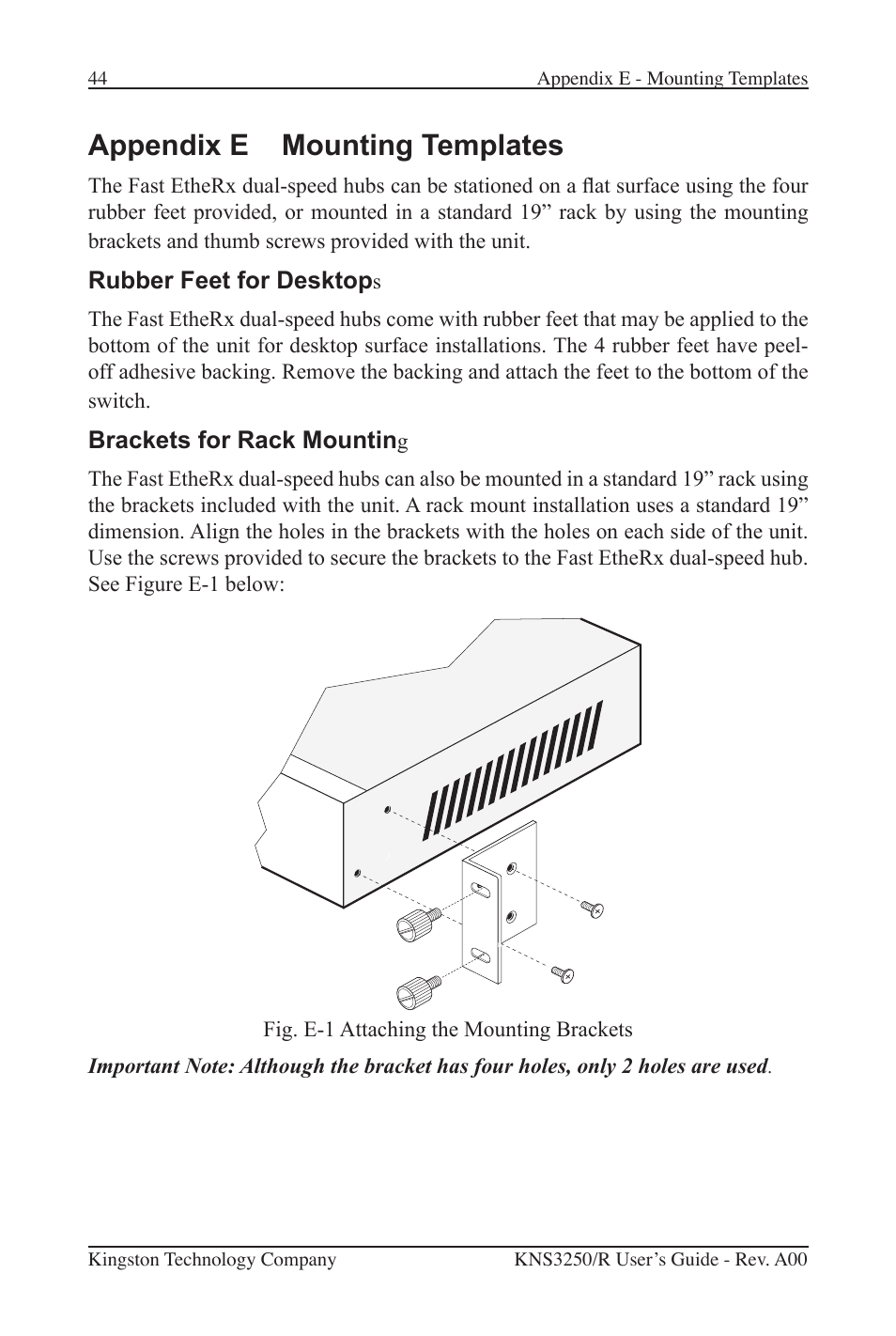 Appendix e mounting templates | Kingston Technology Kingston Fast EtheRx KNS3250/R User Manual | Page 49 / 52