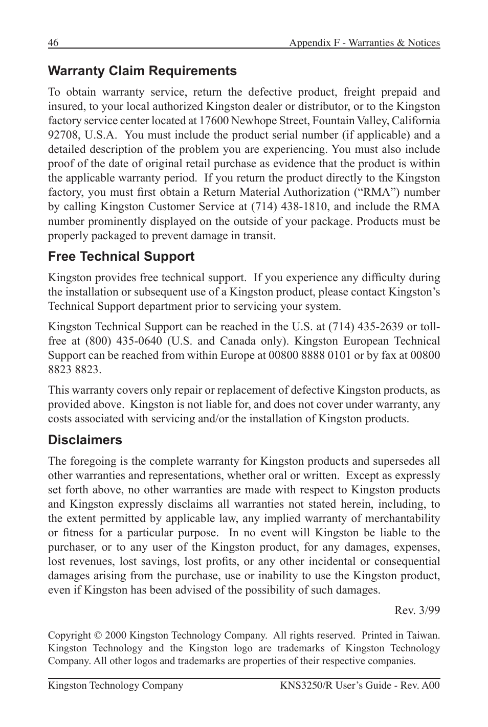 Kingston Technology Kingston Fast EtheRx KNS3250/R User Manual | Page 51 / 52