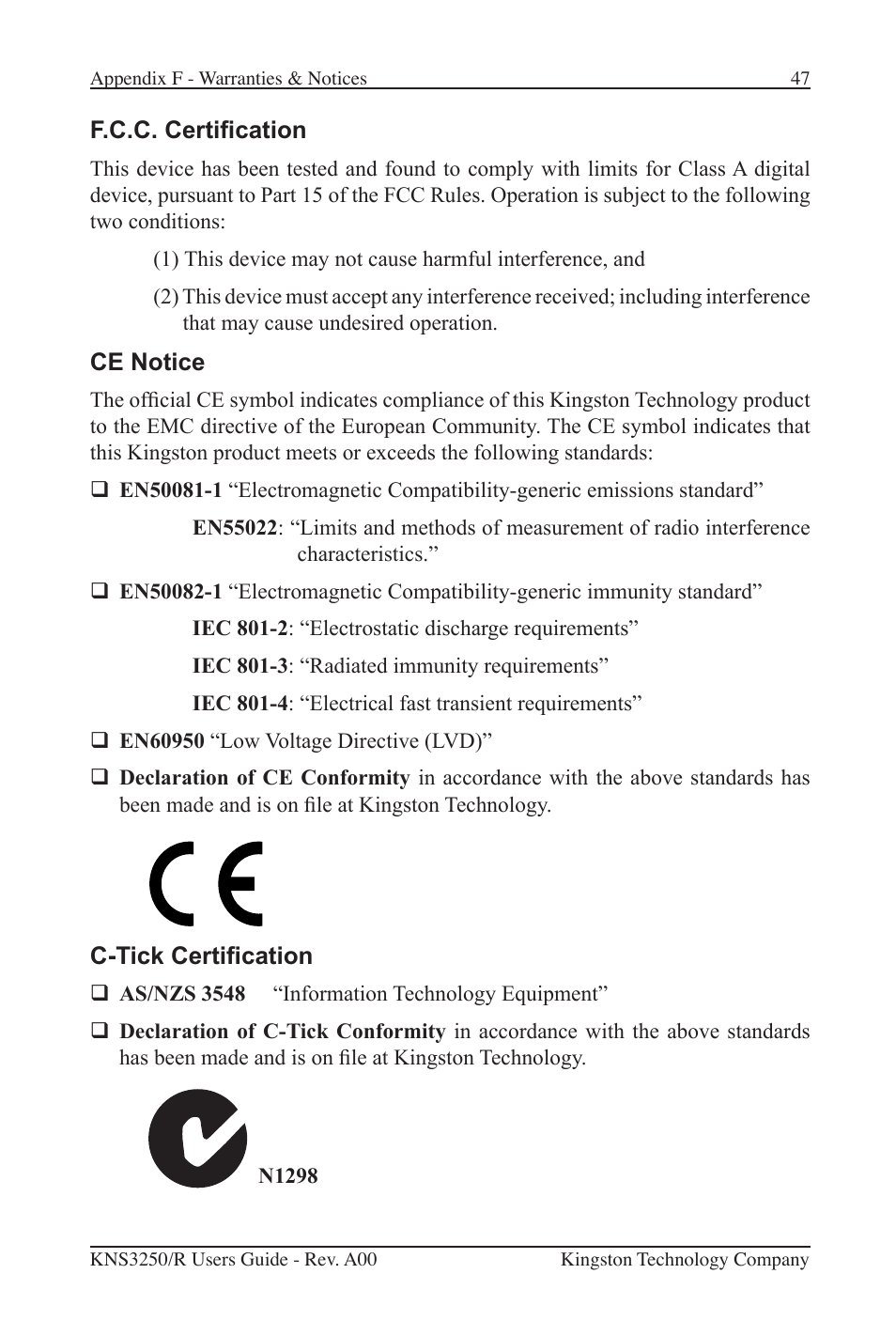 Kingston Technology Kingston Fast EtheRx KNS3250/R User Manual | Page 52 / 52