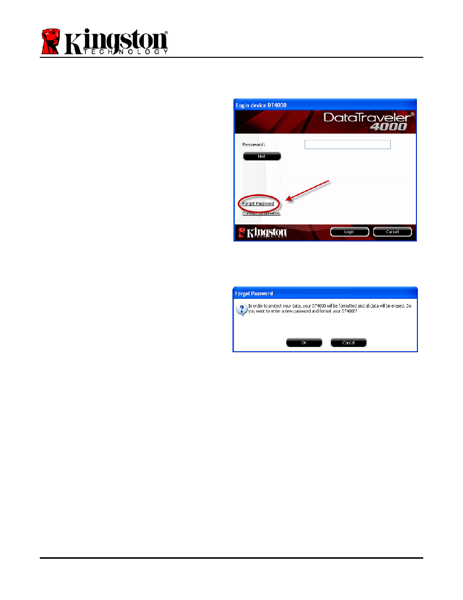 Forgot password | Kingston Technology 4000 User Manual | Page 25 / 27