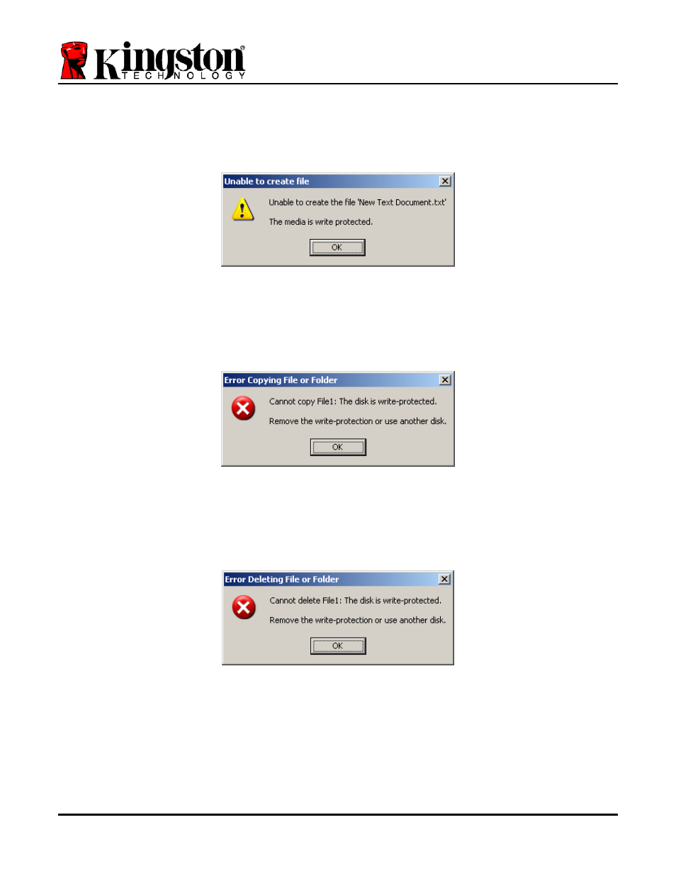 Error messages | Kingston Technology 4000 User Manual | Page 27 / 27