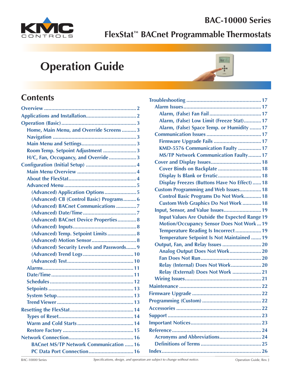 KMC FLEXSTATTM BAC-10000 User Manual | 28 pages
