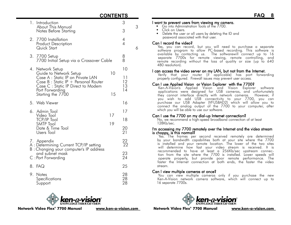 Ken-A-Vision 7700 User Manual | Page 2 / 14