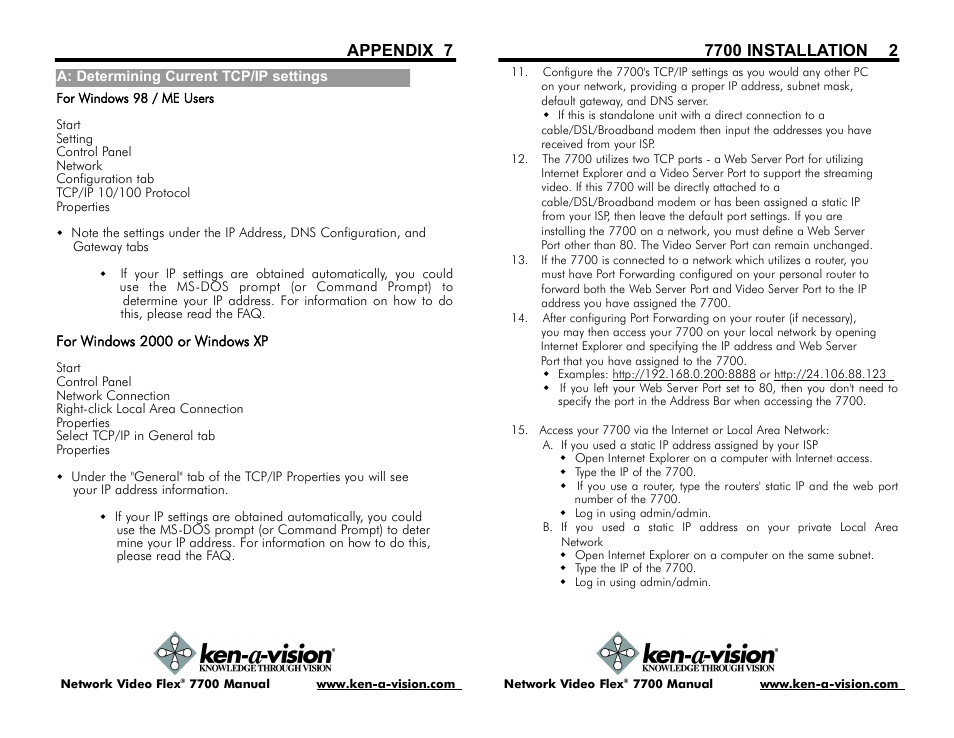 Appendix 7 | Ken-A-Vision 7700 User Manual | Page 7 / 14