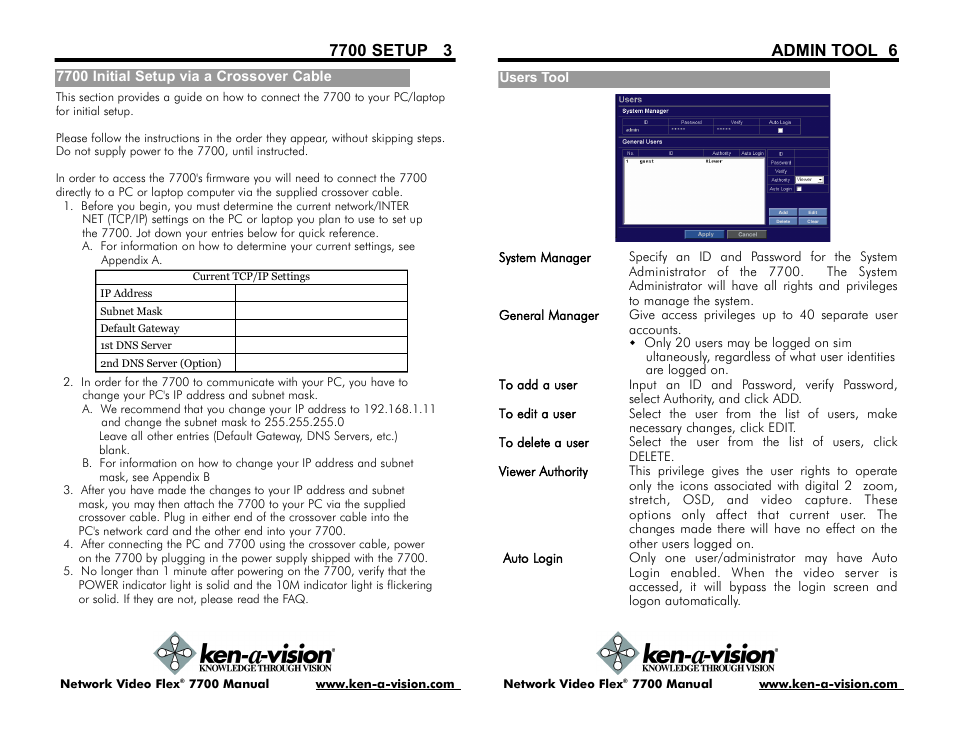 Admin tool 6 | Ken-A-Vision 7700 User Manual | Page 8 / 14