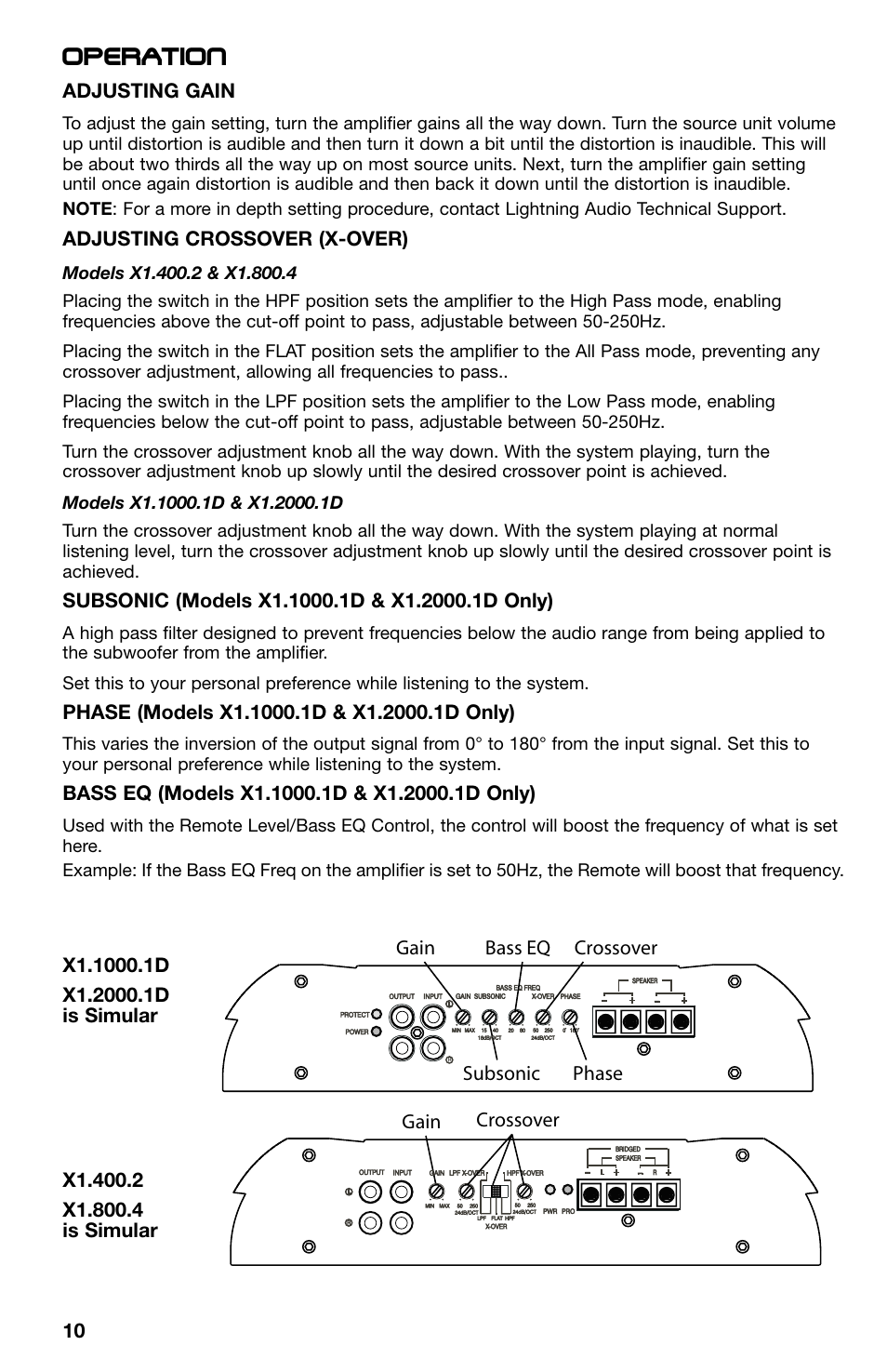 Operation | Lightning Audio X1.400.2 User Manual | Page 10 / 64