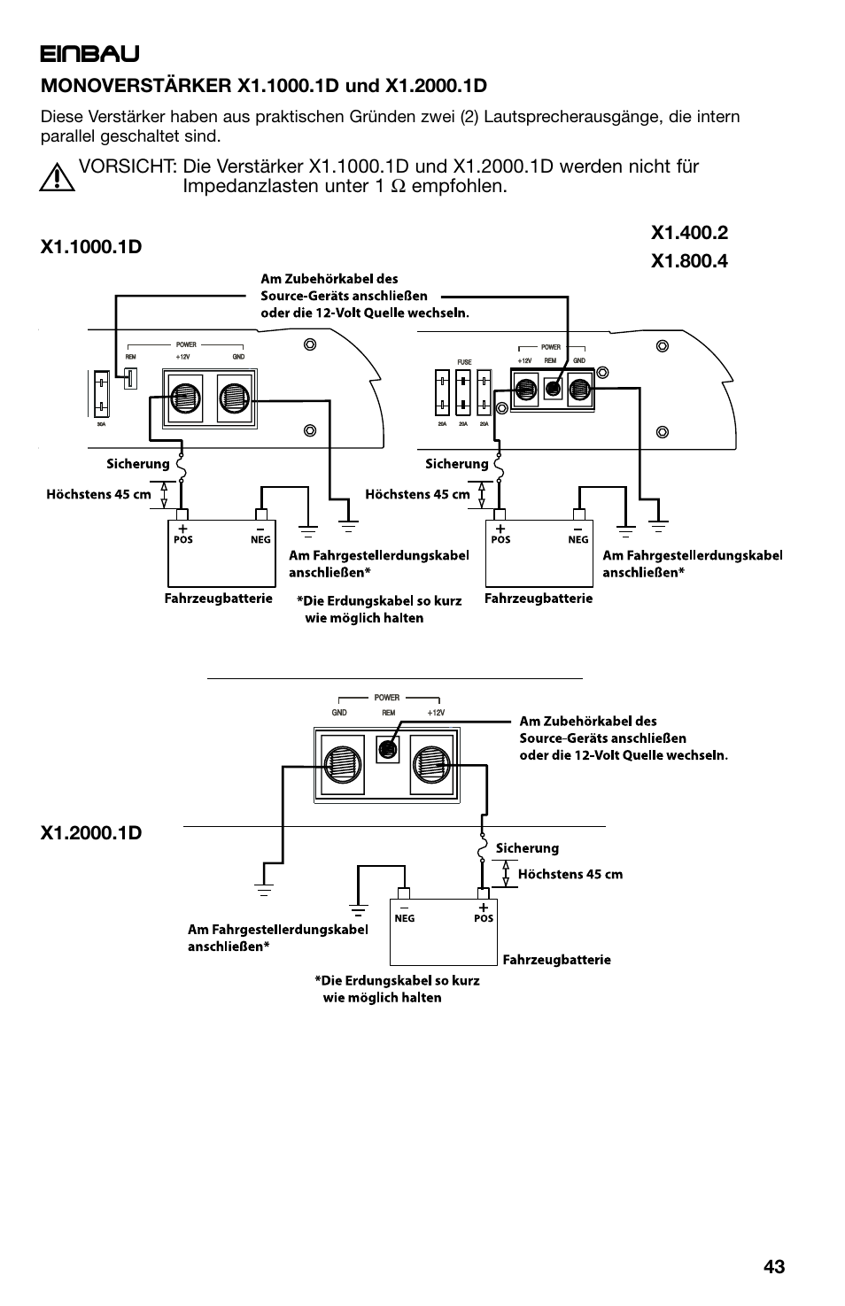 Einbau | Lightning Audio X1.400.2 User Manual | Page 43 / 64