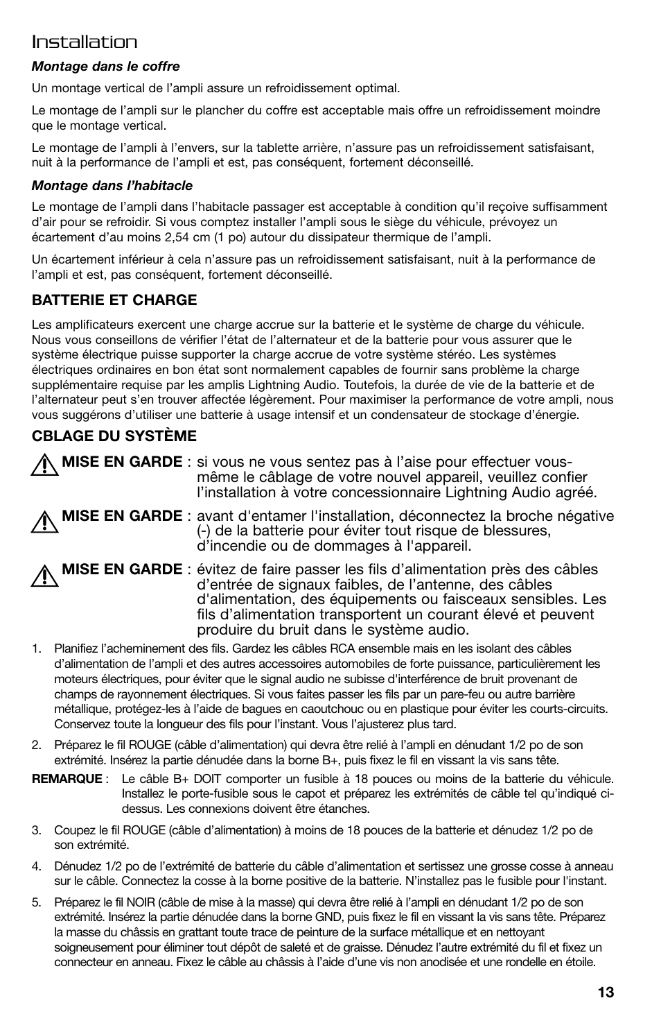 Installation | Lightning Audio FF150.2 User Manual | Page 13 / 44