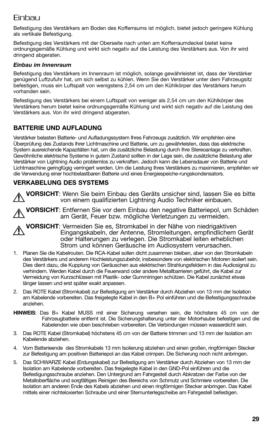 Einbau | Lightning Audio FF150.2 User Manual | Page 29 / 44