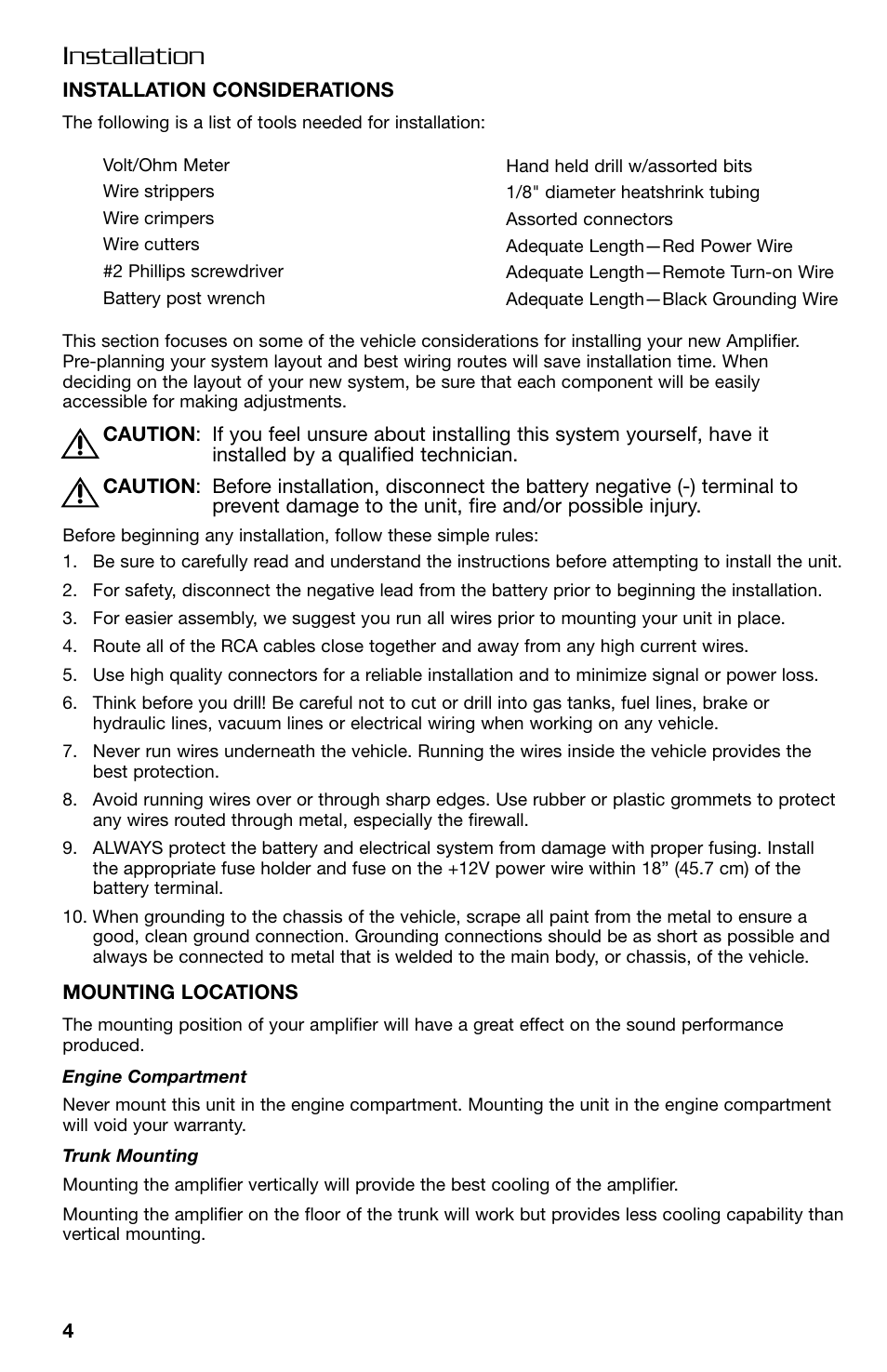 Installation | Lightning Audio FF150.2 User Manual | Page 4 / 44