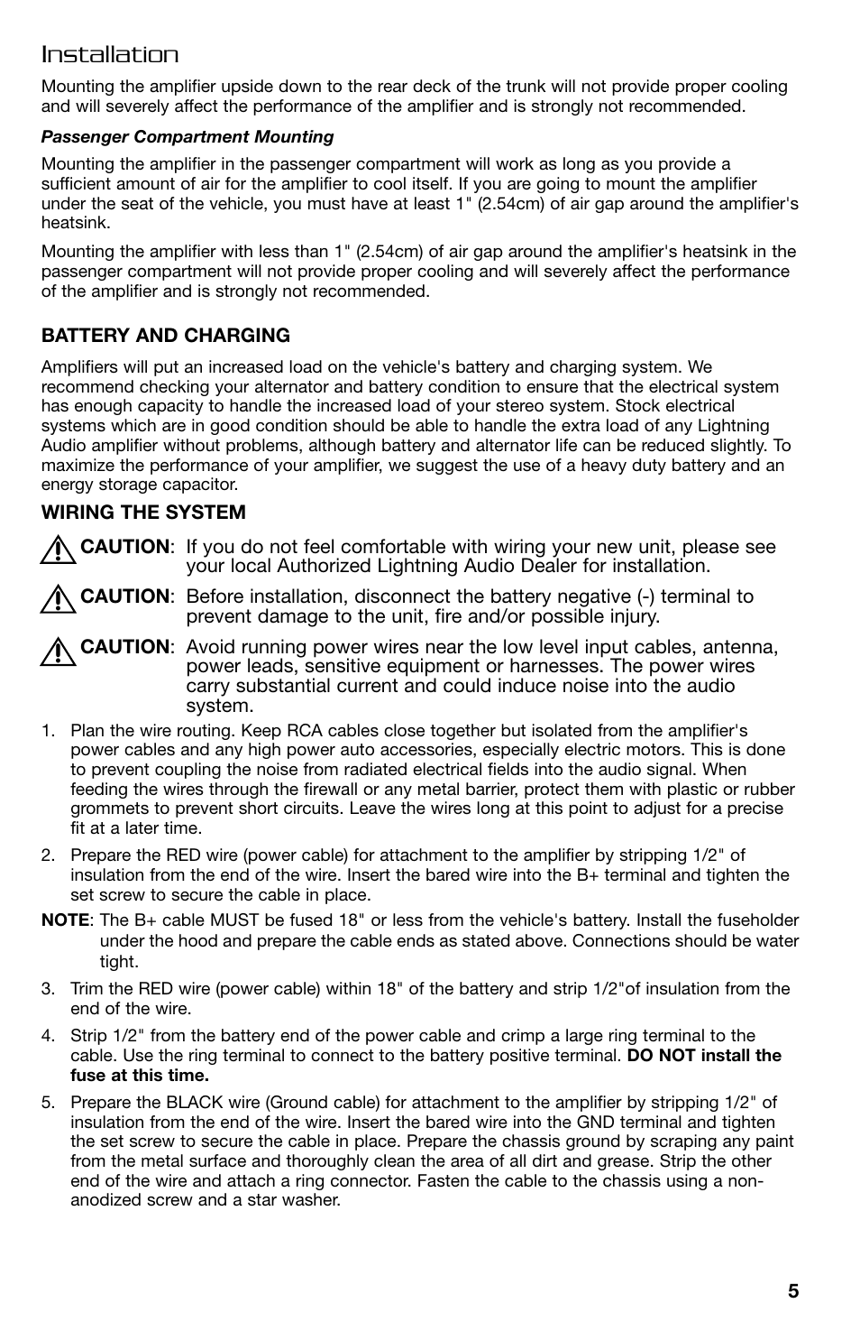 Installation | Lightning Audio FF150.2 User Manual | Page 5 / 44