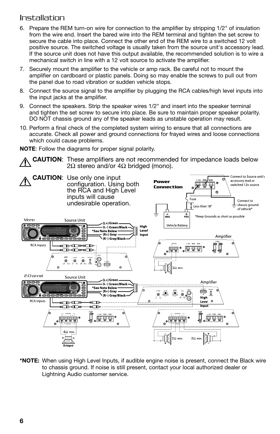 Installation, Power connection | Lightning Audio FF150.2 User Manual | Page 6 / 44