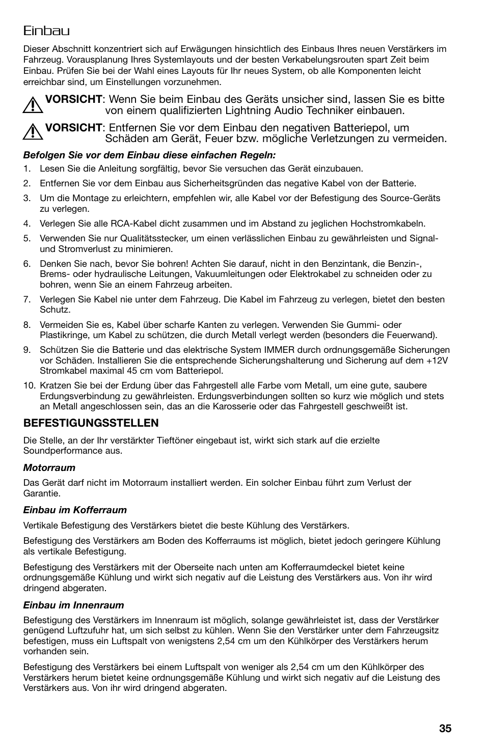 Einbau | Lightning Audio B2.350.1 User Manual | Page 35 / 52