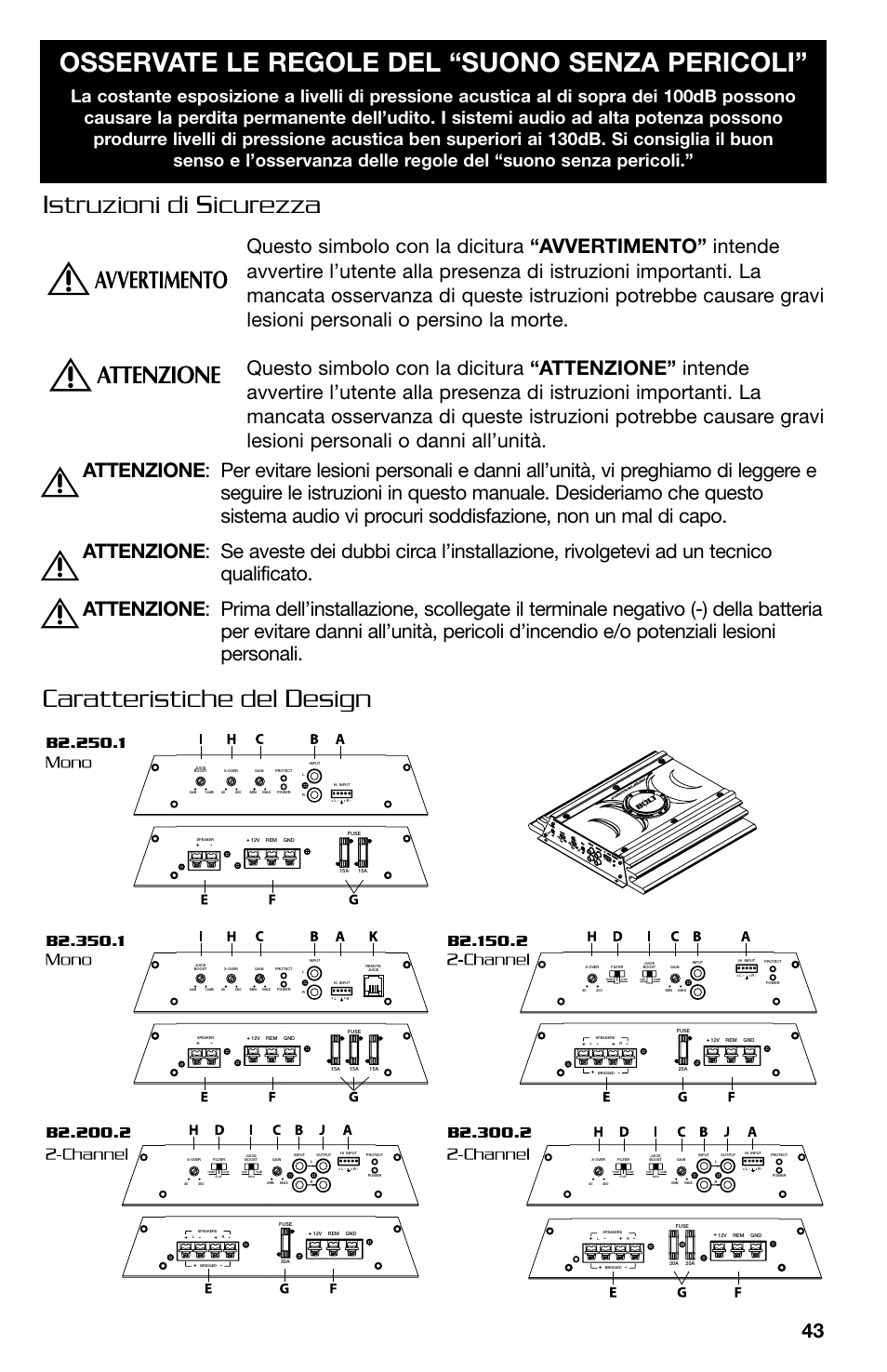 Caratteristiche del design | Lightning Audio B2.350.1 User Manual | Page 43 / 52